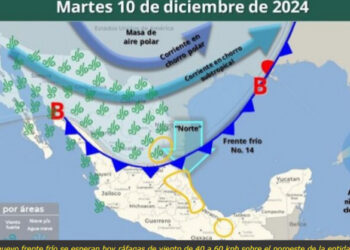 Por nuevo frente frío se esperan hoy ráfagas de viento de 40 a 60 kph sobre el noroeste de la entidad
