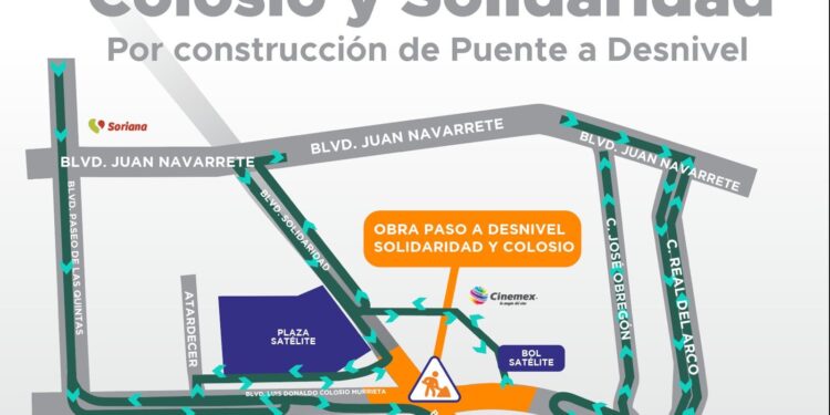 A partir del jueves 2 transitarán automovilistas por rutas alternas de Colosio y Solidaridad por inicio de obra de paso desnivel