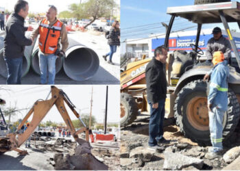 Verifica Toño Astiazarán avances en crucero de concreto de la colonia Perisur