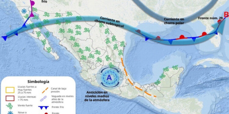 Durante la tarde noche de hoy, el frente frío No. 30 ingresará al norte de México