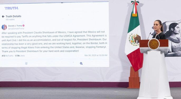“MÉXICO FUE TRATADO CON MUCHO RESPETO Y LLEGAMOS A ESTE ACUERDO”:  Claudia Sheinbaum anuncia que México no pagará aranceles en productos dentro del T-MEC