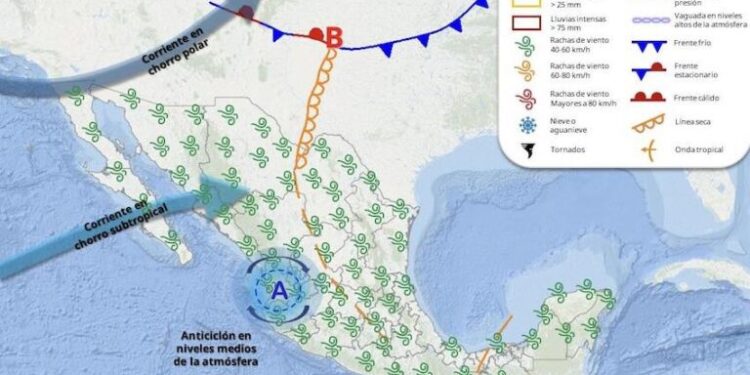 Corriente en chorro subtropical generará rachas de viento hasta de 60 km/h