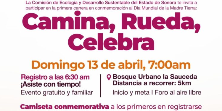 Invita Gobierno de Sonora a participar en la primera carrera “Camina, Rueda, Celebra”