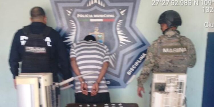 Captura SSPM y MARINA a sujeto por posesión de droga en Cajeme
