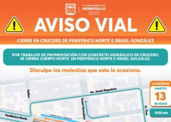 Iniciará Ayuntamiento de Hermosillo rehabilitación de crucero de Periférico Norte e Israel González