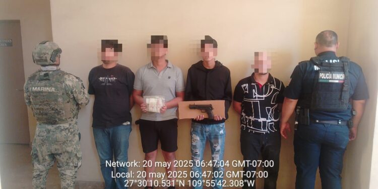 Detienen a cuatro presuntos por robo con violencia a comercios en Ciudad Obregón