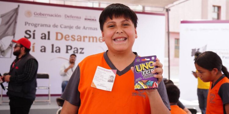 Gobernador Durazo impulsa participación de niñas y niños en programa nacional “Sí al Desarme, Sí a la Paz” con canje de juguetes bélicos