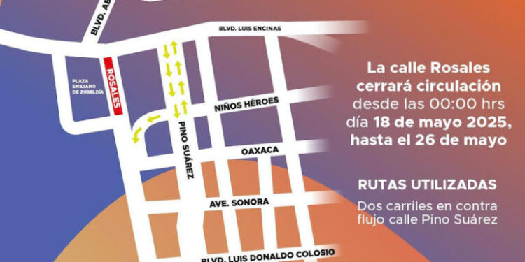 Da a conocer Tránsito cierres viales y rutas alternas por motivo de las Fiestas del Pitic 2025