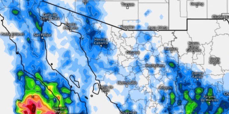 Alta probabilidad de lluvia sobre todo el estado de Sonora, hoy