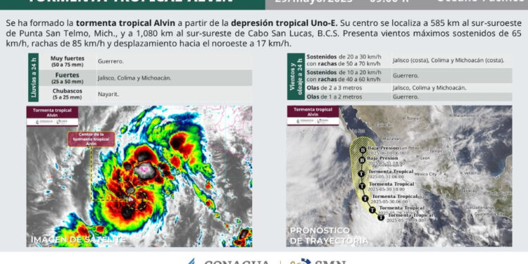 Se forma tormenta tropical ‘Alvin’ en costas del Pacífico