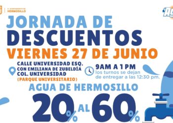Agua de Hermosillo realizará jornada de descuentos en recargos y consumos atrasados este viernes 27