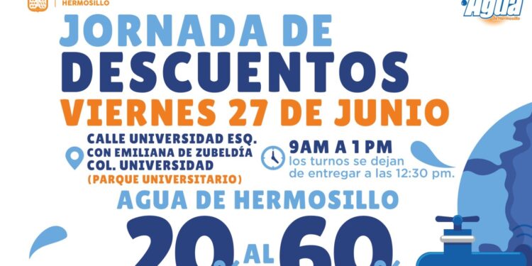 Agua de Hermosillo realizará jornada de descuentos en recargos y consumos atrasados este viernes 27