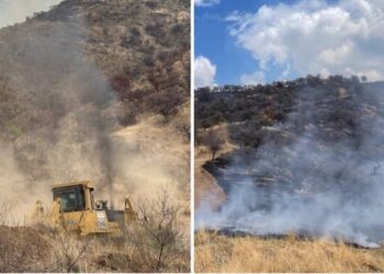 Logran importante avance en el control del incendio forestal en la Sierra Los Ajos