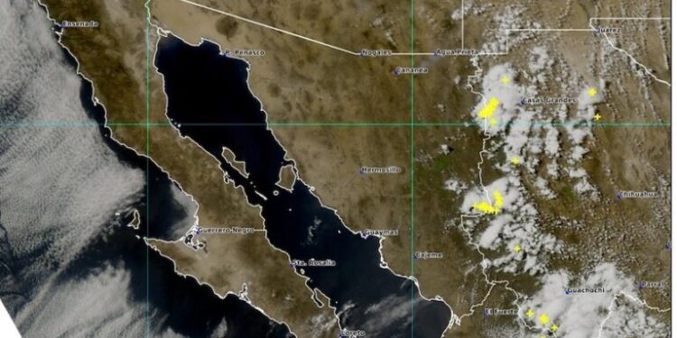 Potencial de tormentas sobre la zona serrana de Sonora
