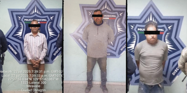 Captura UMAV a tres hombres por violencia familiar en Cajeme