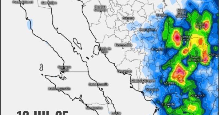 Monzón mexicano mantendrá condiciones muy favorables para la probabilidad de lluvias fuertes a muy fuertes