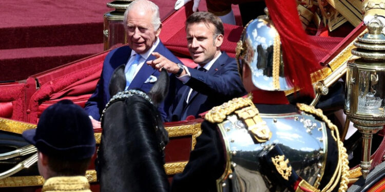 Recibe el rey Carlos III a Macron en Reino Unido