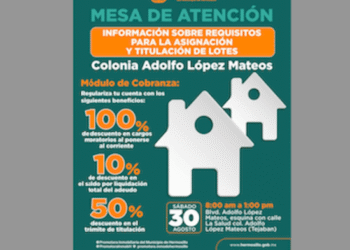 Llevará Promotora Inmobiliaria este sábado 30 de agosto Mesa de Atención en colonia Adolfo López Mateos