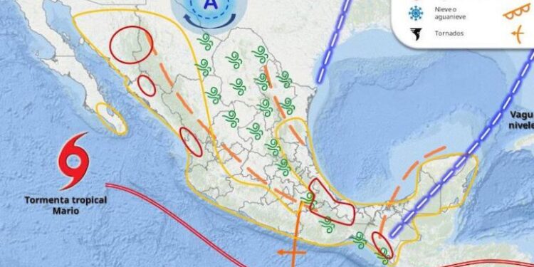 Se esperan tormentas eléctricas con lluvias ligeras a moderadas