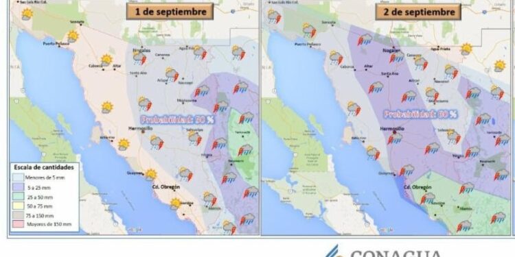 Gobierno de Sonora alerta por probabilidad de lluvias de intensas a muy intensas en la entidad
