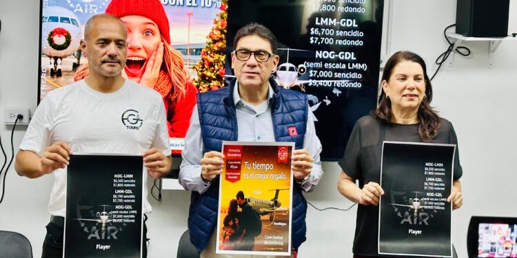 Inician vuelos comerciales Nogales–Los Mochis–Guadalajara a partir del 16 de diciembre
