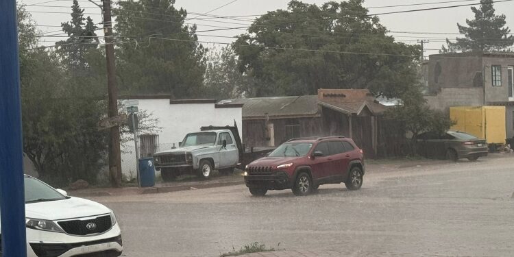 Cae aguacero en la Colonia Ejidal en la Cidad de Agua Prieta