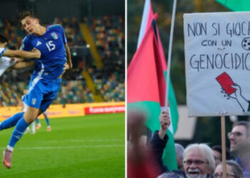 Entre francotiradores y marchas pro Palestina, Italia golea a Israel