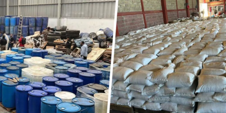 Aseguran químicos y 7 mil litros de hidrocarburo en operativos contra drogas sintéticas en Durango