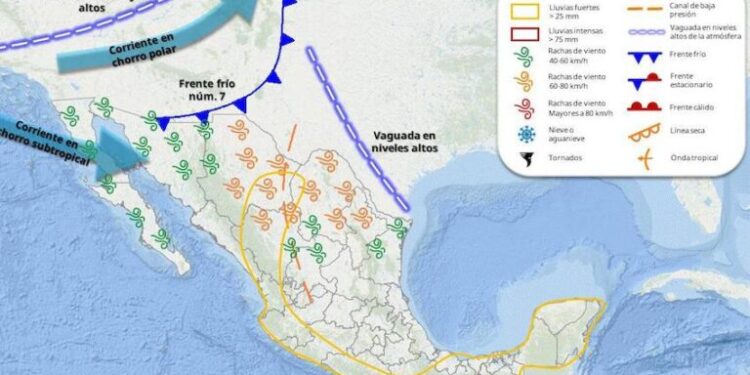Se espera para hoy el ingreso del frente frío núm. 7 sobre el noroeste