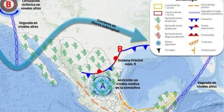 Vaguada y una corriente en chorro subtropical se desplazarán sobre el noroeste del país