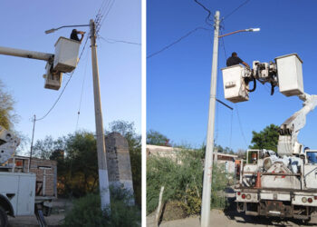 Rehabilita el Ayuntamiento de Guaymas luminarias de las comunidades de Palo Verde y Punta de Agua