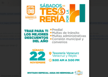 Realizará Gobierno de Hermosillo Sábados de Tesorería por la H, edición Buen Fin este 22 de noviembre