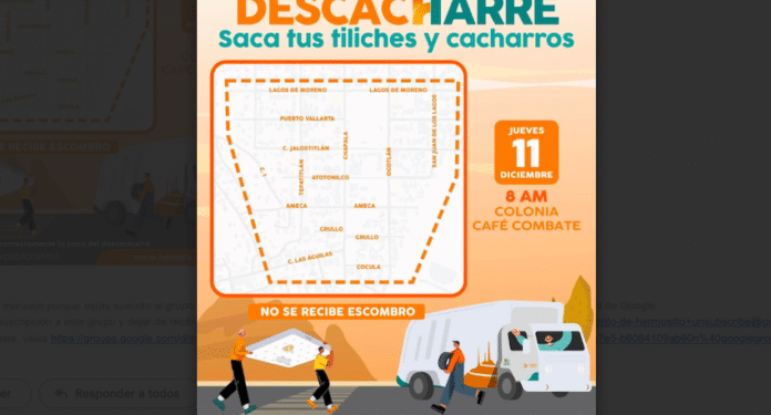 Este jueves realizará Gobierno de Hermosillo jornada de descacharre en la colonia Café Combate