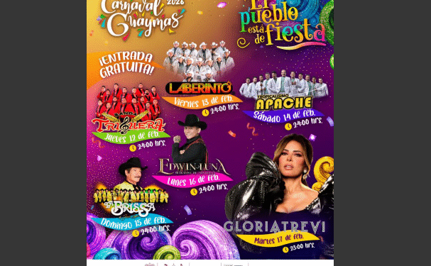 Presenta Ayuntamiento de Guaymas cartelera del Carnaval Guaymas “El Pueblo está de Fiesta”