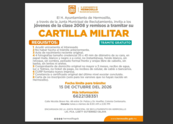 Invitan a Jóvenes clase 2008 y remisos a iniciar el trámite de su Cartilla del Servicio Militar Nacional