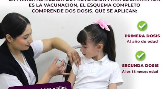Con esquema completo de vacunación, no es necesario el uso de cubrebocas contra sarampión