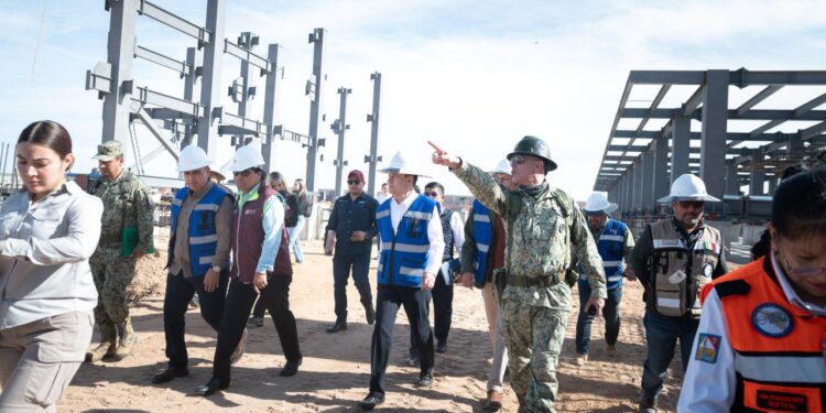 Reporta Gobernador Durazo 35% de avance en construcción del Hospital del IMSS en San Luis Río Colorado
