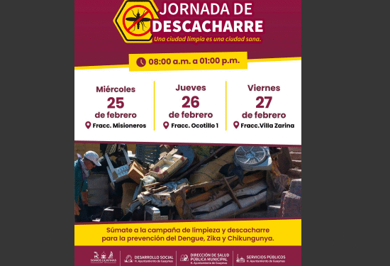 Llevarán Jornada de descacharre a sectores Misioneros, Ocotillo I y Villa Zarina