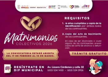Comparte DIF Municipal números de contacto para información sobre Matrimonios Colectivos