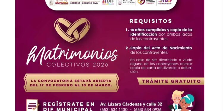 Comparte DIF Municipal números de contacto para información sobre Matrimonios Colectivos