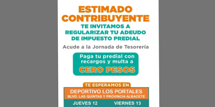 Ofrecerá Tesorería Municipal Programa de Regularización de Predial en Deportivo Los Portales