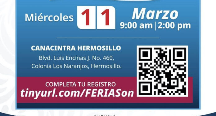 Gobierno de Sonora y Canacintra invitan a la Expo Empleo en Hermosillo