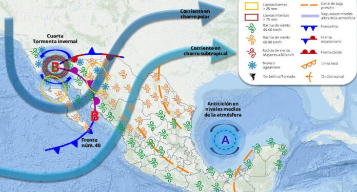 Cuarta tormenta invernal sobre el noroeste de Sonora