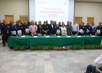 ENTREGAN ASCENSOS A 28 ELEMENTOS DE LA SSPM EN CEREMONIA DE PROMOCIONES 2026