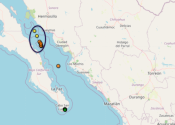 Enjambre de temblores frente a las costas de Guaymas