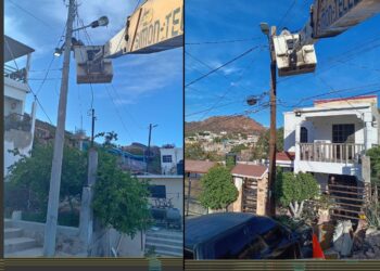 Mantiene Ayuntamiento de Guaymas trabajos permanentes de reparación de luminarias en distintos sectores del municipio