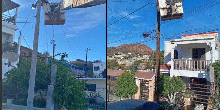 Mantiene Ayuntamiento de Guaymas trabajos permanentes de reparación de luminarias en distintos sectores del municipio