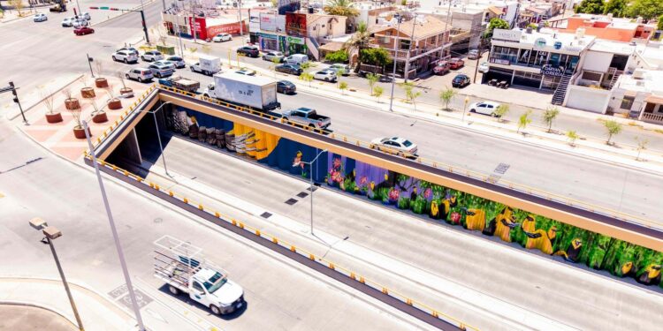 Avanza 95 por ciento intervención de mural en el paso a desnivel de Colosio y Solidaridad