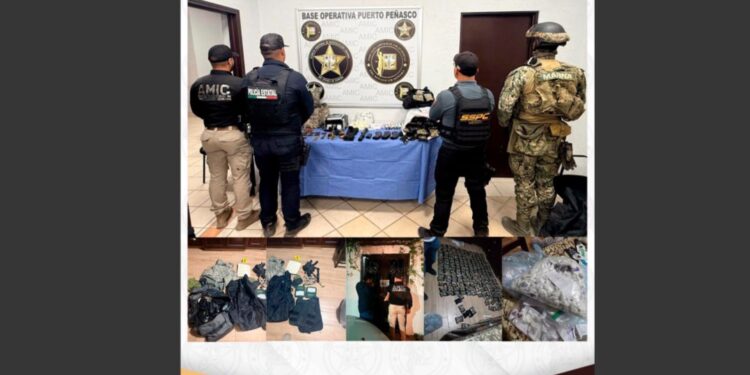 AMIC y SEMAR ejecutan cateo en casa de seguridad en Puerto Peñasco