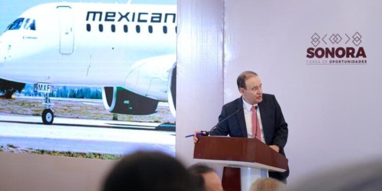 Gobernador Durazo trae a Sonora nueva ruta de Mexicana con respaldo de presidenta Sheinbaum